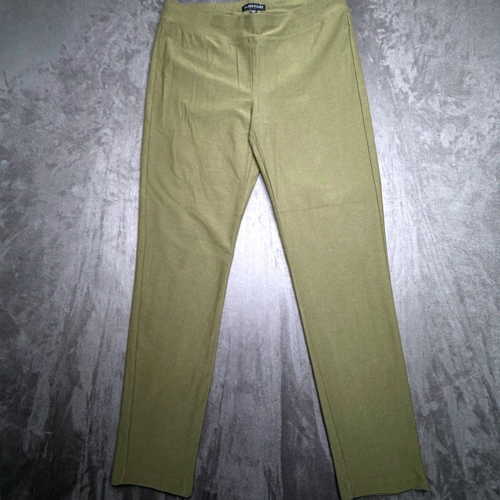 Eileen Fisher Slim Leg Pants Womens XS Olive Green Stretch Viscose Blend Pull On